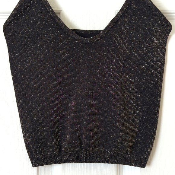 Intimately Free People Lurex Knit Skinny Strap Seamless Brami Top Black Gold XS - Picture 5 of 9